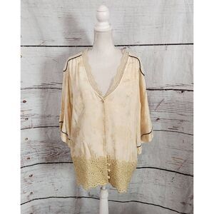 Twin-Set Simona Barbieri Satin and Lace Blouse Size Large